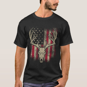 Hirsche Schädel Junter Amerikanische Flagge Hirsch T-Shirt