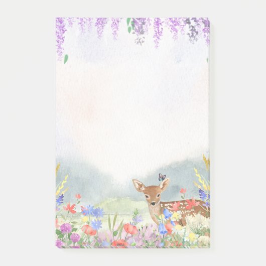 Hirsche, Schmetterlinge, Lilacs & Frühlingsblumen Post-it Klebezettel (Vorderseite)