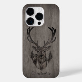 Hirsche - Schnittholz - personalisiertes Holz Case-Mate iPhone 14 Pro Hülle