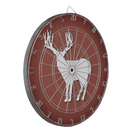 Hirsche-Silhouette auf Imitaten Bewaldeter Hinterg Dartscheibe (Vorderseite Links)