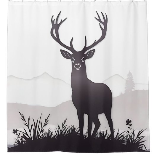 Hirsche Silhouette Duschvorhang (Vorderseite)
