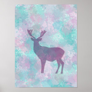 Hirsche Silhouette Einfache abstrakte Winter Niedl Poster