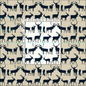 Hirsche-Silhouette-Elfenbein Stoff (Kachel)