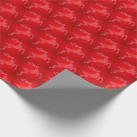 Hirsche Silhouette Happy Holidays Weihnachten Rot Geschenkpapier (Ecke)
