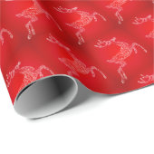 Hirsche Silhouette Happy Holidays Weihnachten Rot Geschenkpapier (Rolleneckpunkt)
