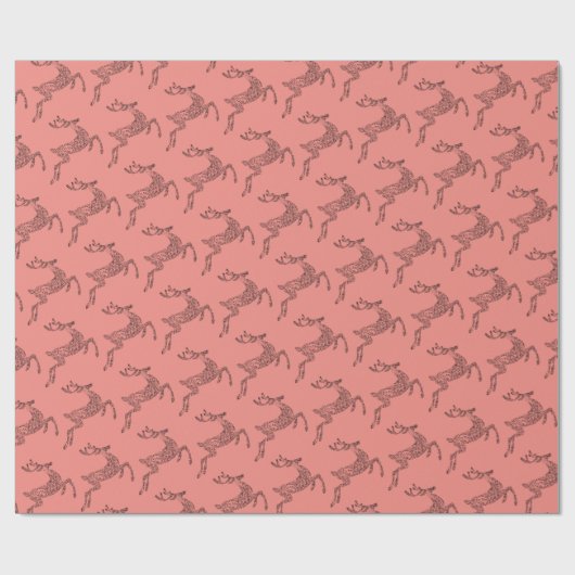 Hirsche Silhouette Happy Holidays Weihnachtskorall Geschenkpapier (Flach)