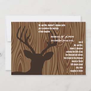 Hirsche-Silhouette Holzkörner Einladung