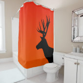 Hirsche-Silhouette im Sonnenuntergang Duschvorhang (Beispiel)