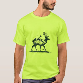Hirsche Silhouette Natur nächtliches Shirt