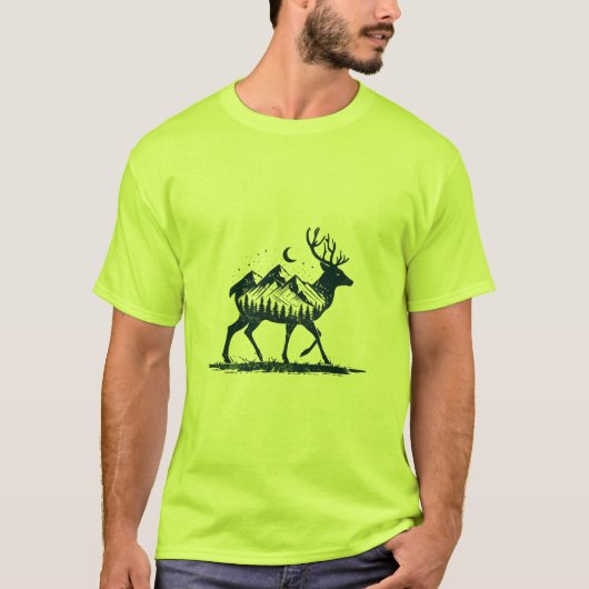Hirsche Silhouette Natur nächtliches Shirt (Vorderseite)
