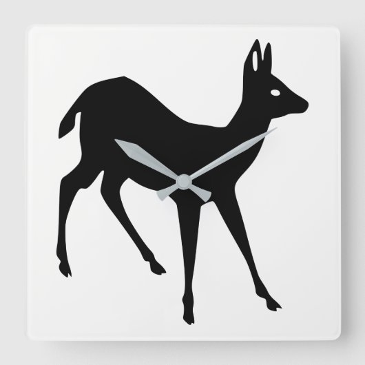 Hirsche Silhouette Quadratische Wanduhr (Vorderseite)