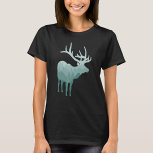 Hirsche Silhouette Waldgebirge Landschaft Natur T-Shirt