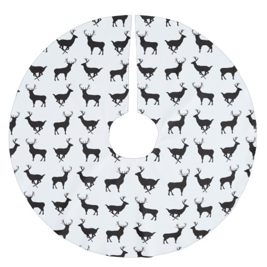Hirsche Silhouette Weihnachtsbaumrock Polyester Weihnachtsbaumdecke (Vorderseite)
