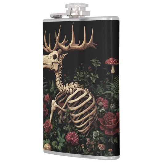 Hirsche Skeleton Mystical Gothic Floral Flachmann (Links)