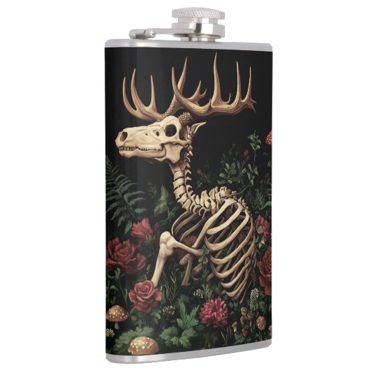 Hirsche Skeleton Mystical Gothic Floral Flachmann (Rechts)