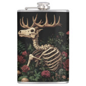 Hirsche Skeleton Mystical Gothic Floral Flachmann (Vorderseite)