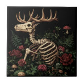 Hirsche Skeleton Mystical Gothic Floral Fliese (Vorderseite)