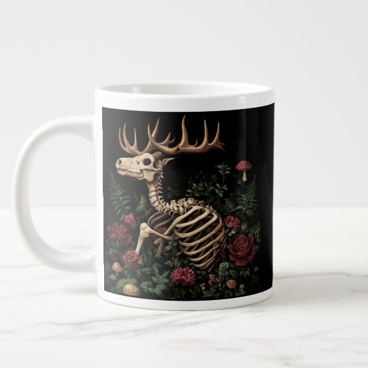 Hirsche Skeleton Mystical Gothic Floral Jumbo-Tasse (Links)
