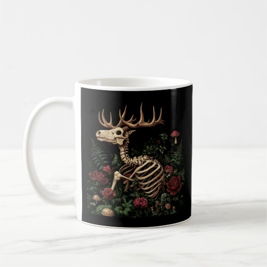 Hirsche Skeleton Mystical Gothic Floral Kaffeetasse (Links)