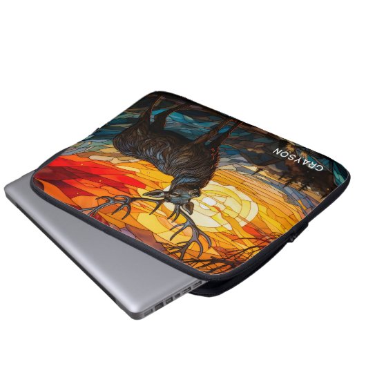 Hirsche Sonnenuntergang Waldland Gebirge Personali Laptopschutzhülle (Vorne Knopf)