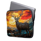 Hirsche Sonnenuntergang Waldland Gebirge Personali Laptopschutzhülle (Vorderseite Links)