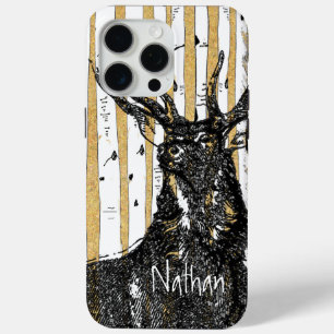 Hirsche/Stamm Birch Tree Wildlife Major Hunter Gra iPhone 15 Pro Max Hülle
