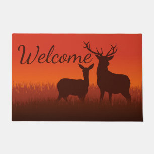 Hirsche Sunset Silhouette Woodland Willkommen Fußmatte