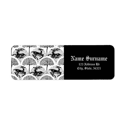 Hirsche und Bäume, Etiketten (Vorne)