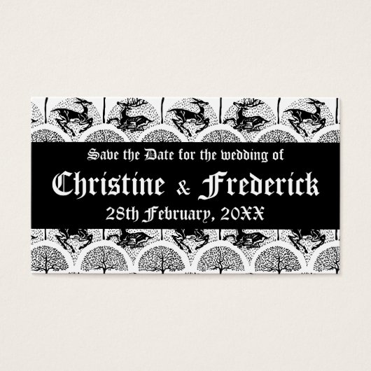 Hirsche und Bäume im Mittelalter, Save the Date Mi (Vorderseite)