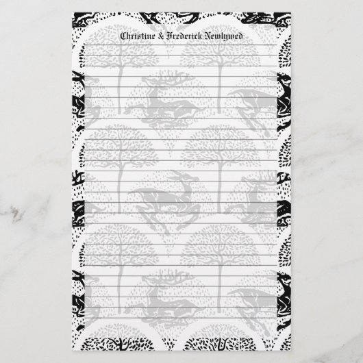 Hirsche und Bäume, Schreibwaren Briefpapier (Vorderseite)