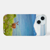 Hirsche und Berge iPhone 15 Hülle (Rückseite (Horizontal))