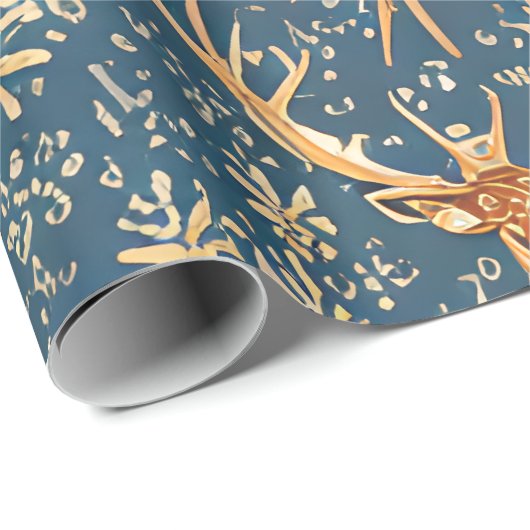 Hirsche und Blume Geschenkpapier (Rolleneckpunkt)