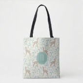 Hirsche und Blume Monogramm Pastell Tasche (Vorderseite)
