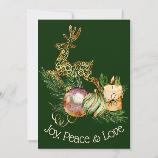 Hirsche und Dekorationen Weihnachtsgrußkarte Karte (Vorderseite)