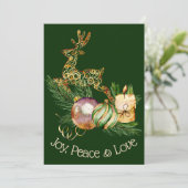 Hirsche und Dekorationen Weihnachtsgrußkarte Karte (Stehend Vorderseite)