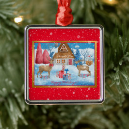 Hirsche und Geschenke auf Urlaub Abend individuali Ornament Aus Metall