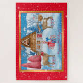 Hirsche und Geschenke auf Urlaub Abend individuali Puzzle (Vertikal)