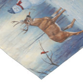 Hirsche und Happy Snowman Winterurlaubslandschaft Kurzer Tischläufer (Ecke)