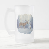 Hirsche und Happy Snowman Winterurlaubslandschaft Mattglas Bierglas (Links)