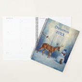 Hirsche und Happy Snowman Winterurlaubslandschaft Planer (Anzeige)
