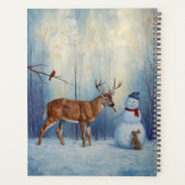 Hirsche und Happy Snowman Winterurlaubslandschaft Planer (Rückseite)