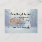 Hirsche und Happy Snowman Winterurlaubslandschaft Visitenkarte (Rückseite)