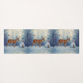 Hirsche und Happy Snowman Winterurlaubslandschaft Yogamatte (Rückseite (Horizontal))