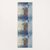 Hirsche und Happy Snowman Winterurlaubslandschaft Yogamatte (Rückseite)