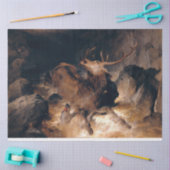 Hirsche und Hunde in einem Bergturm Seidenpapier (Basteln)