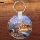 Hirsche und Hütte auf einem Schlüsselanhänger (Vorderseite)