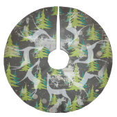 Hirsche und immergrüne Bäume Holiday Tree Skirt Polyester Weihnachtsbaumdecke (Vorderseite)