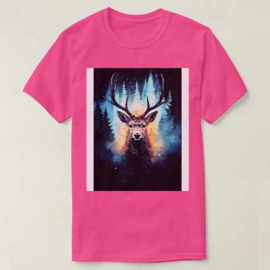 Hirsche- und Kosmos-Galaxie T-Shirt (Design vorne)