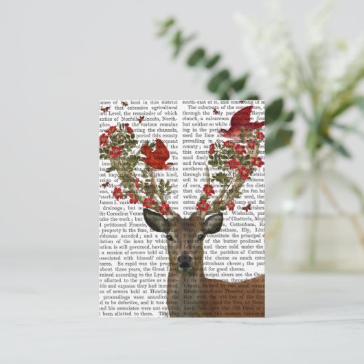 Hirsche und liebende Vögel 2 Postkarte (Stehend Vorderseite)