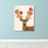 Hirsche und liebende Vögel Leinwanddruck (Insitu (Holzboden))